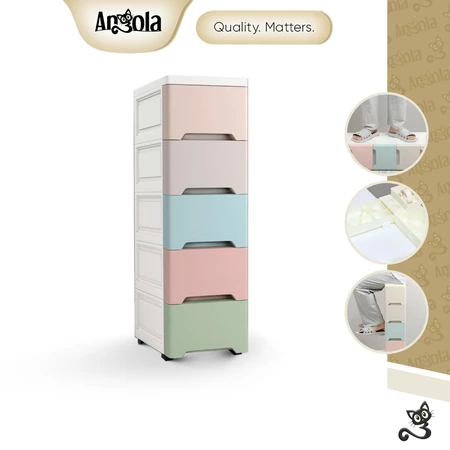 ANGOLA Lemari Plastik Pakaian 5 Tingkat G15 Laci Susun Storage Cabinet Plastik Rak Susun Penyimpanana Pakaian, Aksesoris