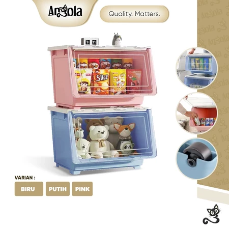 ANGOLA Rak Plastik Susun Dengan Roda C31 Container Box/Rak Penyimpanan Boneka/Mainan/Snack Serbaguna