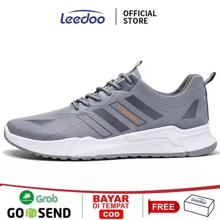 Leedoo Sepatu Sneakers Pria Sepatu Running Sport Fashion Sepatu Olahraga Shoes Abu MR219