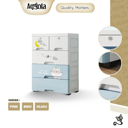 ANGOLA Lemari Plastik Pakaian 4 Tingkat C70 Tempat Penyimpanan Baju Anak