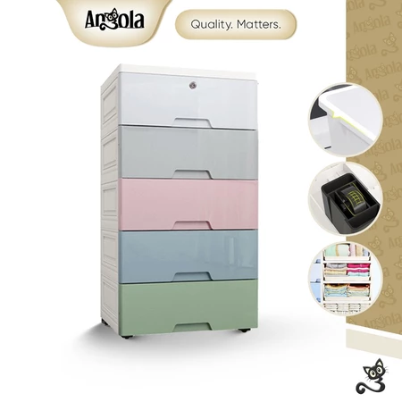 ANGOLA Lemari Plastik Pakaian 5 Tingkat C05/C68/G15 Laci Susun / Storage Cabinet