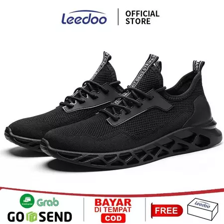 Leedoo Sepatu Running Pria Sepatu Pria Casual Sneakers Sport Shoes Hitam MR206
