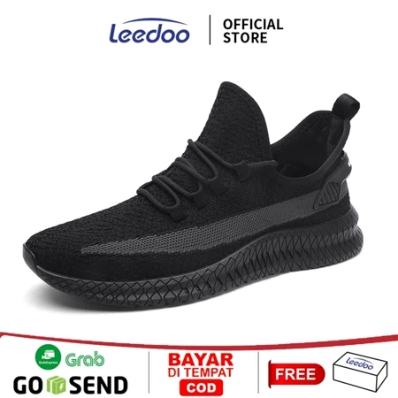 Leedoo Sepatu Sneakers Pria Original Shoe Hitam Pria Sepatu Sneakers Casual Pria Hitam MR105
