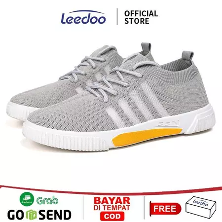 Leedoo Sepatu Tali Pria Sepatu Sneaker Casual Kekinian Running Shoes MR138