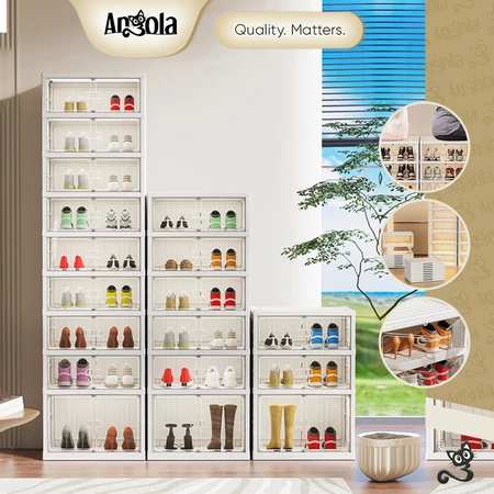 ANGOLA Rak Sepatu Susun Lipat C07-C08 Tempat Sepatu Lipat Transparan Hemat Ruang & Mudah Dirakit