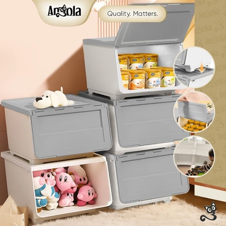 ANGOLA Rak Plastik Susun Dengan Roda C32 Container Box Penyimpanan Boneka/Mainan/Snack/Perlengkapan Rumah