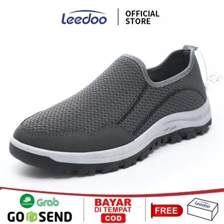 Leedoo Slip On Pria Sepatu Sneakers Pria Casual Running Shoes Sepatu Dewasa Shoes Natural MC603