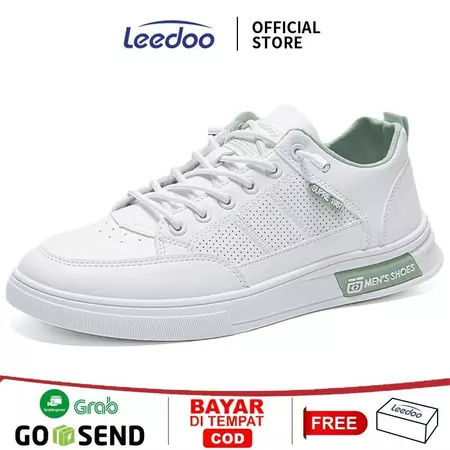 Leedoo Sepatu Sekolah Sepatu Sneakers Pria Tali Formal Sepatu Putih Running Shoes MC418
