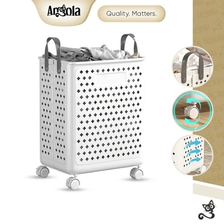 ANGOLA Keranjang Baju Kotor Lipat C14 Keranjang Pakaian Cucian Kotor Dengan Roda / Laundry Basket