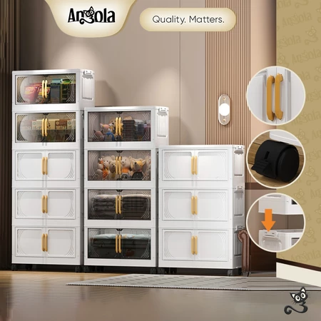 ANGOLA Lemari Lipat Plastik 3-6 Tingkat G57-G64 Lemari Serbaguna/Lemari Pakaian Plastik Ekstra besar