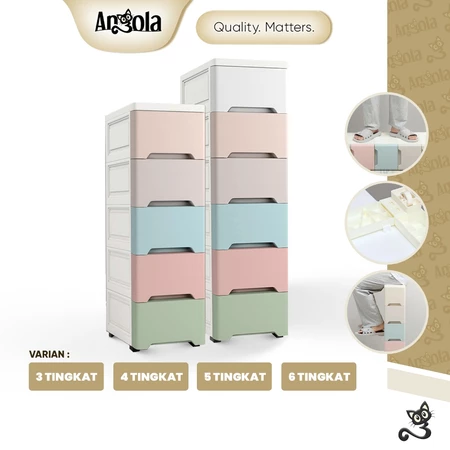 ANGOLA Lemari Plastik Pakaian 3 - 6 Tingkat G15/G16 Laci Susun Plastik Serbaguna