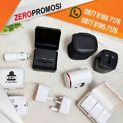 Aneka Souvenir Travel Adaptor Universal Cetak Logo Termurah