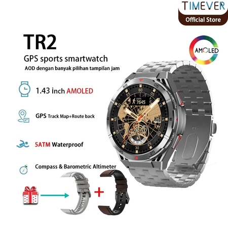 EXCLUSIVE TR2 5ATM Built-in GPS Track Map Route Back AOD jam tangan pintar Pressure Altitude Compass Military Super Smartwatch