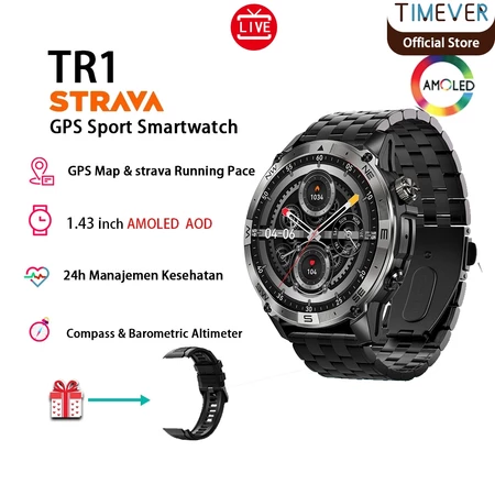 TIMEVER TR1 Built-in GPS SE Layar AOD smartwatch navi jam tangan pintar tahan air 3ATM NFC watch jam tangan militer ketinggian tekanan