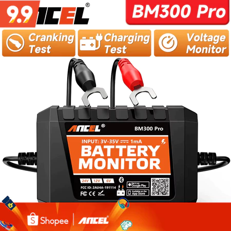 New BM300 yang Ditingkatkan ANCEL BM300 Pro Monitor Baterai 6V 12V 24V - Monitor Baterai Bluetooth 5.3 dengan Pengisian Daya