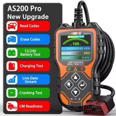 ANCEL AS200 Pro OBD2 Diagnostic Tool 2 In 1 Code Reader Engine Light Check 12/24V Auto Battery System Car Scanner Battery Tester