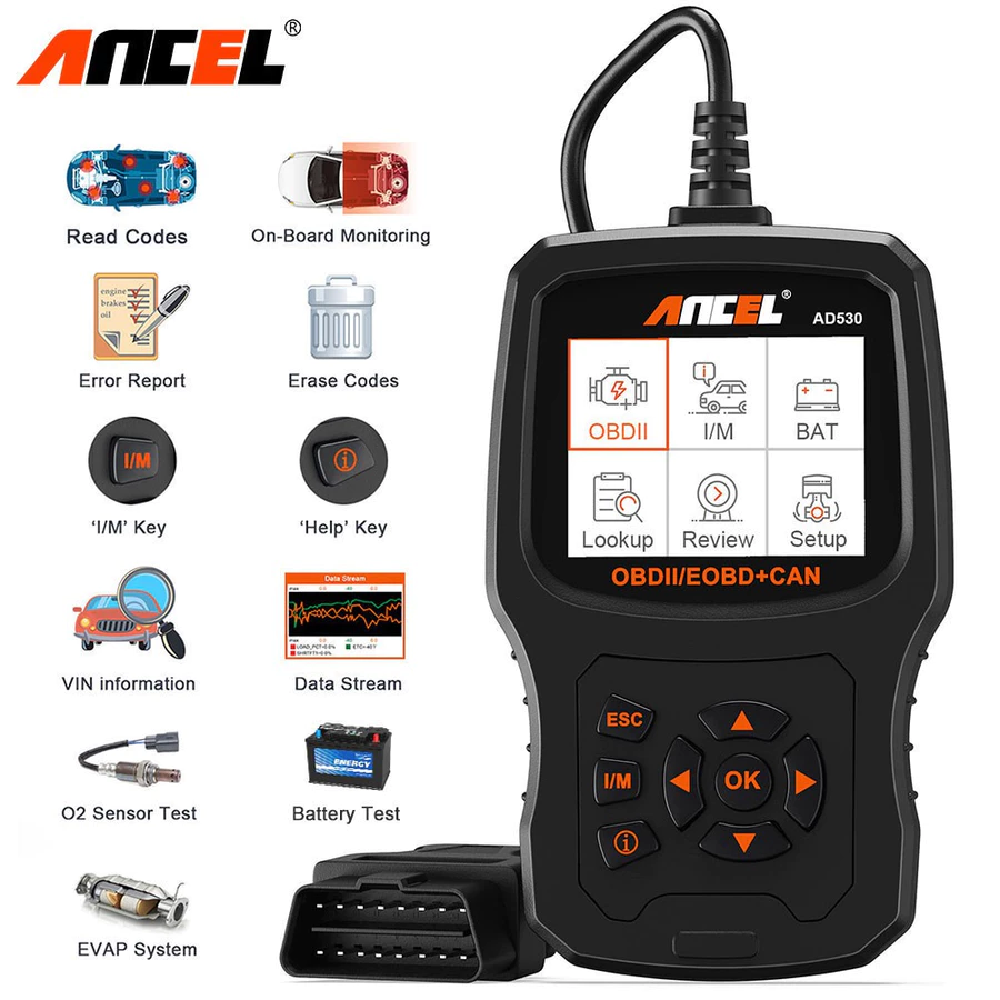 ANCEL AD530 Automotive Diagnostic Tool Engine Fault Code Reader OBD2 Scanner ODB Shop