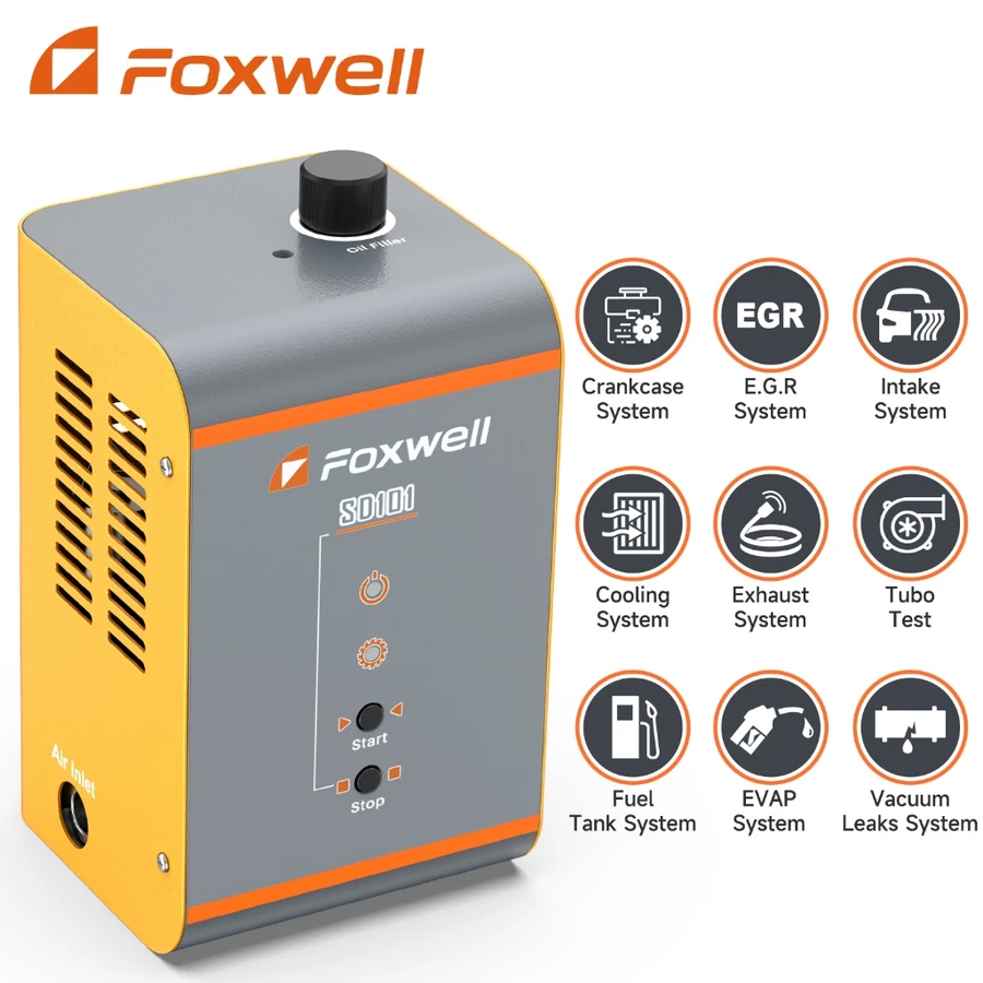 FOXWELL SD101 12V Car Smoke Leak EVAP System Leakage Analyzer Tester Machine Gas Oil Pipe Smoke Generator Auto Diagnostic OBD Store