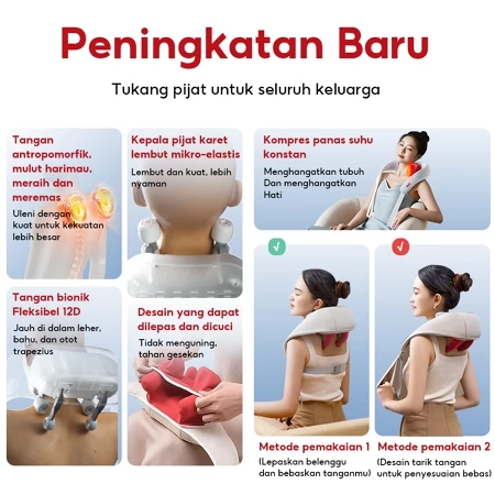 Alat Pijat Bahu Leher Elektrik Multifungsi Portabel Selendang Pijat Pemanas Leher Punggung Pinggang Tulang Belakang Pijat Elektrik