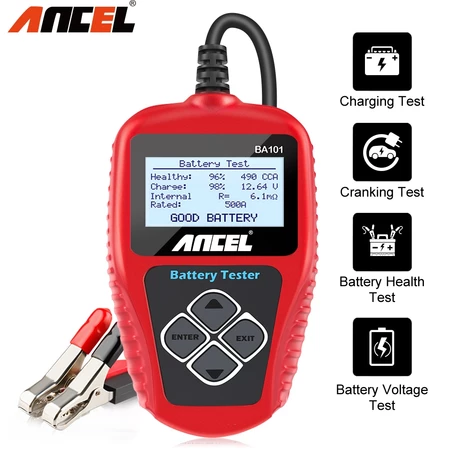 ANCEL BA101 Penguji baterai otomotif Alat diagnostik pengukur alternatif otomotif digital 12 V, kapasitas muatan 100-2000 CCA ODB Shop