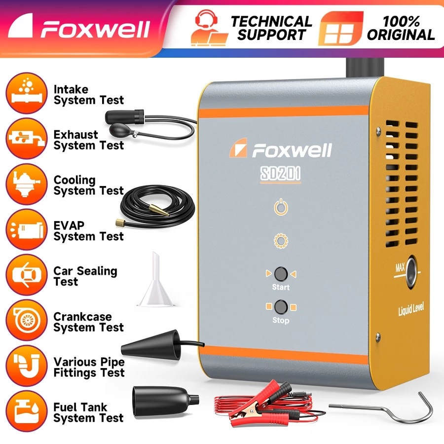 FOXWELL SD201 12V Car Smoke Leak EVAP Smoke Leak Tester Machine Vacuum Fuel Pipe Oil Leakage Detector Auto Diagnostic Tools