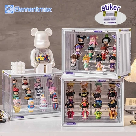 Elementmax Kotak Display Penyimpanan Bening Kualitas Tinggi Figure Aksi Akrilik Bening Berdiri Kotak Display Tangga 2/3 Tingkat Kotak