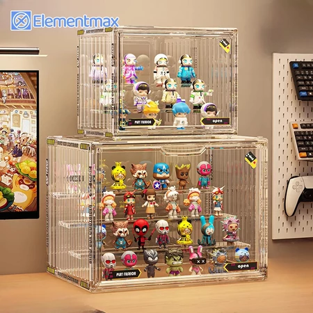 Kotak Pajangan Akrilik Transparan Transparent Storage Display Box Tingkat Tangga Rak Pajangan Bricks Box Desain magnetik Elementmax Store