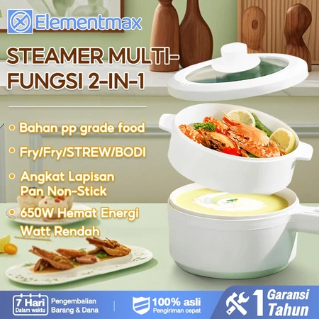 Panci Listrik Jumbo - Multifungsi 2L dengan Kukusan Low Watt 650W | KITCHEN STUFF