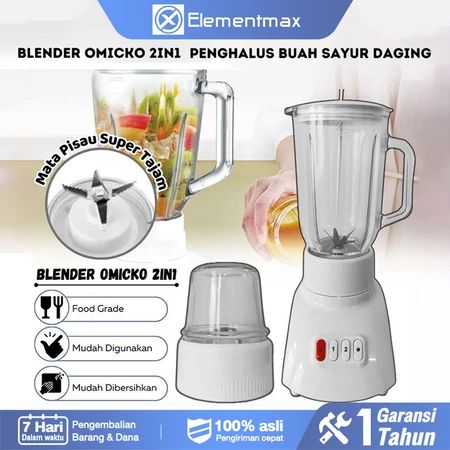 Blender Omicko 2 In 1 Kaca & Plastik / Blender Anti Pecah / Blender Pelumat bahan kering dan / Plastik Pelumat Blender