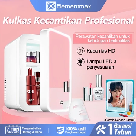 Kulkas Portable Makanan Minuman Kosmetik Skincare Mini Fridge LED Mirror Minifridge Cermin Minifridge Elementmax Store