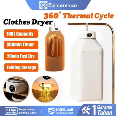Mesin Pengering Pakaian Portabel Pemanas Pengering Pakaian Lipat Listrik Anti Bakteri Pengering Otomatis Elementmax Store