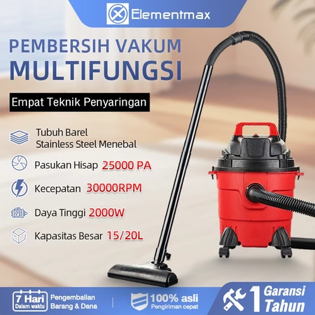 Elementmax 3in1 Vacuum Cleaner 20 Liter 2000W Vakum/Air Hisap/Blower Sedot Debu Basah Kering Vacum Blower Wet Dry Penyedot