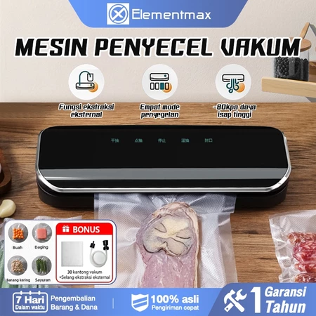 Mesin Vakum 4in1 64kPa Otomatis Hemat Waktu Mesin Vacuum Sealer Makanan / Alat Vakum Frozen / Vacuum Sealer + Food Elementmax Store