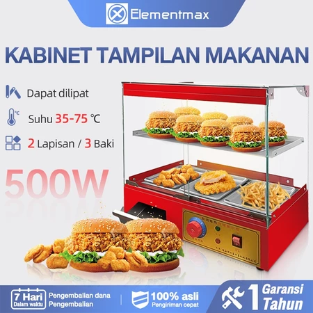 Lemari Penghangat Makanan - Mesin Penghangat Makanan Gorengan -Pemanas Vertikal Display Showcase - Showcase Elementmax Shop