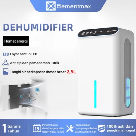Dehumidifier Kapasitas Besar 2,5L Dehumidifikasi Penyerapan Kelembapan Cerdas Pembersih Udara Tampilan Digital Elementmax Store