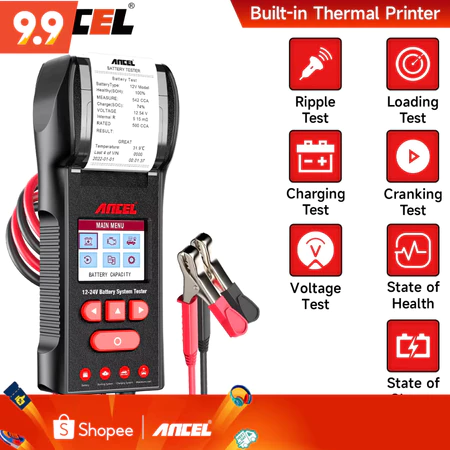 ANCEL BST600 Automotive Battery Tester with printer - 12V/24V,100-2000 CCA, Digital Automotive battery Load Tester - suitable for starting OBD Store