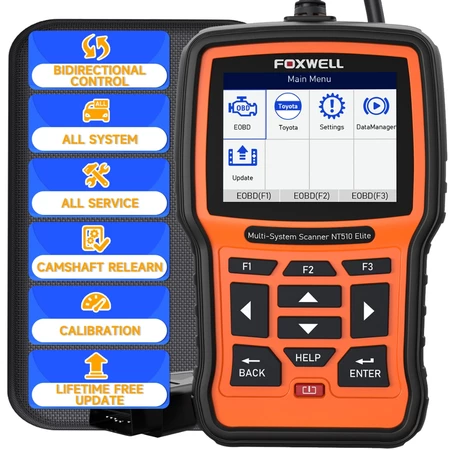 FOXWELL NT510 Elite OBD2 Full System Scanner OBD2 Scanner Car Scanner Check Engine Transmission ABS SRS with SAS EPB DPF TPS