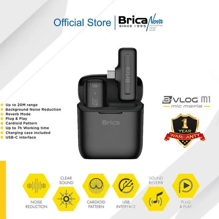 Brica B-VLOG M1s Wireless Microphone - Clip On Mic Vlog - With Charging Case - BVLOG Brica Shop