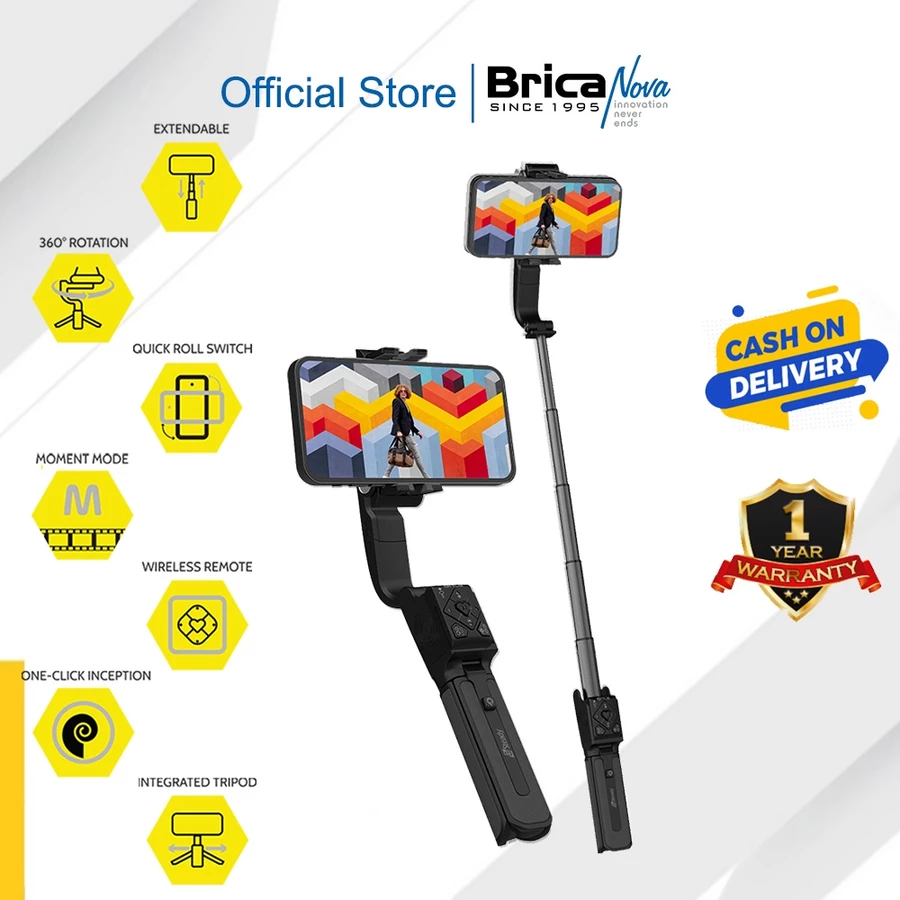 Brica BSteady eQ - BSteady Q - B-Steady Q - Selfie Smart Gimbal - Black - BSteady eQ & Q Series Brica Shop