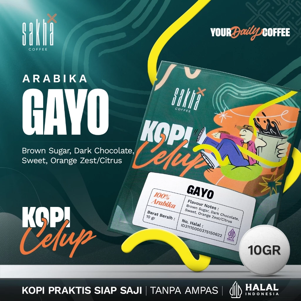 Kopi Celup Arabika Gayo Aceh Asli Murni Tanpa Ampas Tanpa Gula Coffe Instan Sakha Coffee Shop