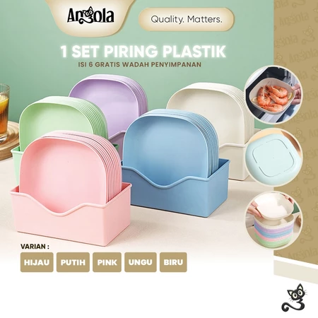 ANGOLA 1 Set Piring Plastik Isi 6PCS L11 Piring Kurma/Buah/Snack/Piring Mini Serbaguna Angola Store