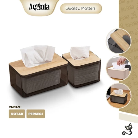ANGOLA Kotak Tisu Bambu Minimalis D43/D58 Tissue Box Nordic Style / Kotak Tisu Aesthetic Angola Shop