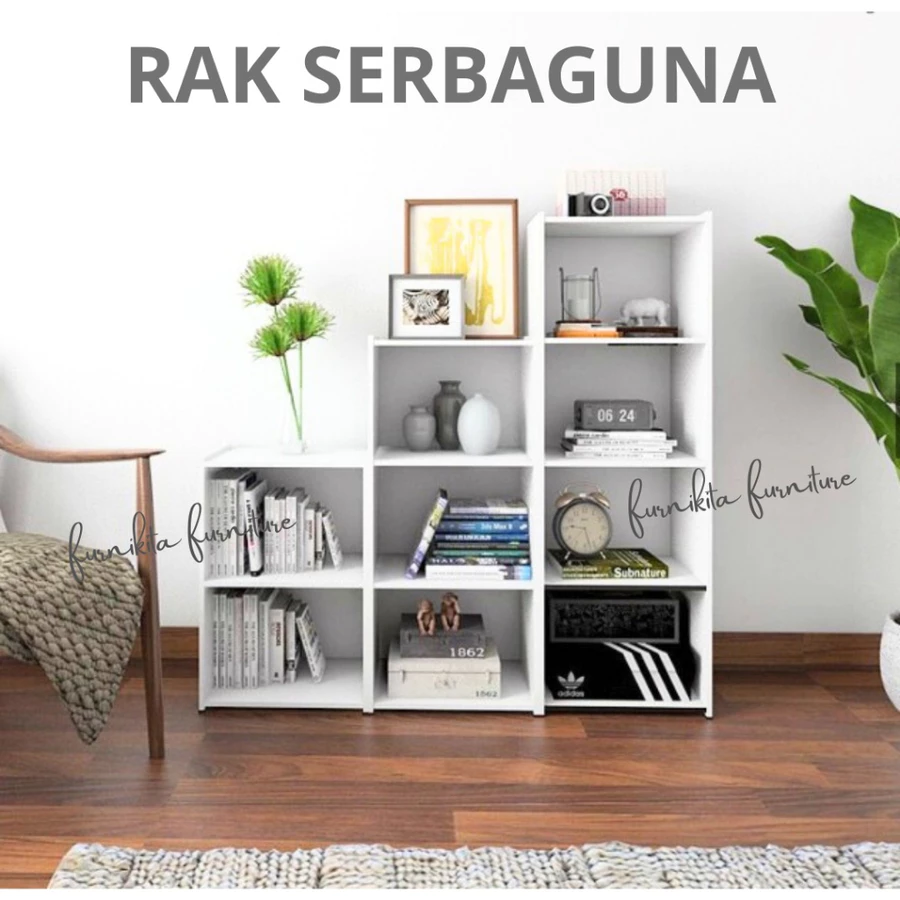 Rak Buku Serbaguna Susun 4 Kayu Partikel DIY