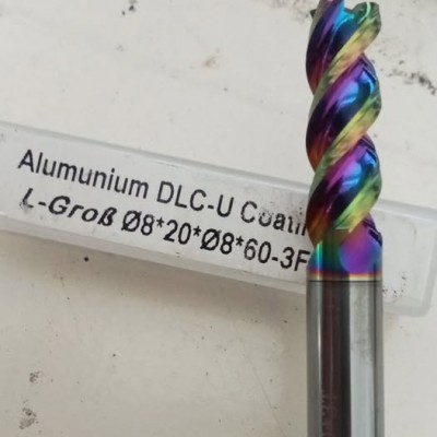 Endmill For Aluminium DLC Coated diameter 8mm 3 flute Merk L-Grob