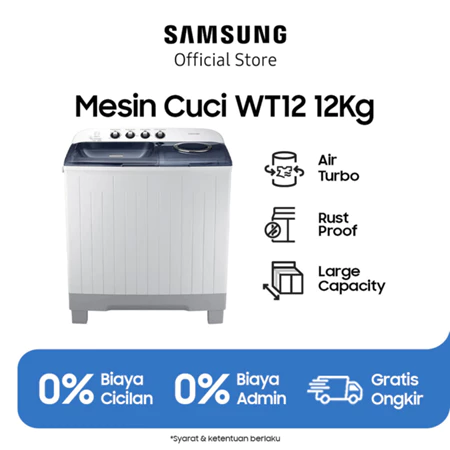 Samsung WT12J4200MB/SE Mesin Cuci 2 Tabung / Twin Tub (12 Kg) Light Grey Samsung Official Store