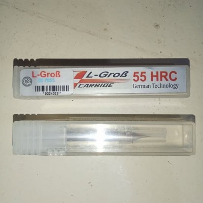 Endmill carbide 2 flute diameter 0.2mm Long 50mm HRC55 Merk L-grob