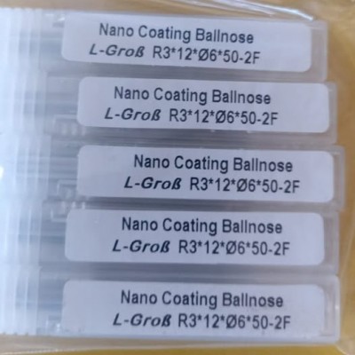 Ballnose Hardened Diameter 6mm Radius 3mm 2 flute HRC68 Merk L-Grob