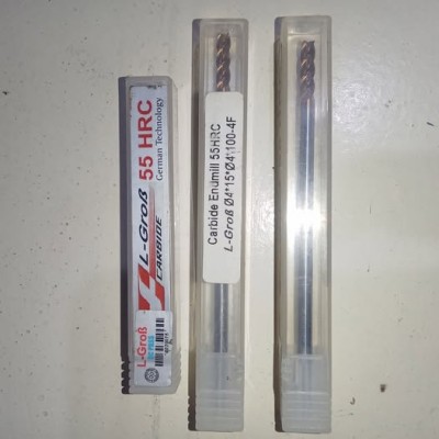 Endmill carbide 4 flute diameter 4mm long 100mm HRC55 Merk L-grob