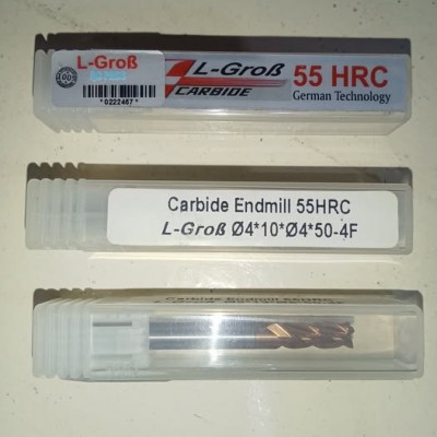 Endmill carbide 4 flute diameter 4mm long 50mm HRC55 merk L-grob