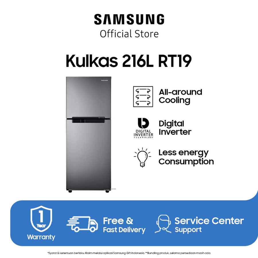 Samsung RT19M300BGS Kulkas Smart Hemat Energi Praktis 2 Pintu - Grey Silve Samsung Official Store